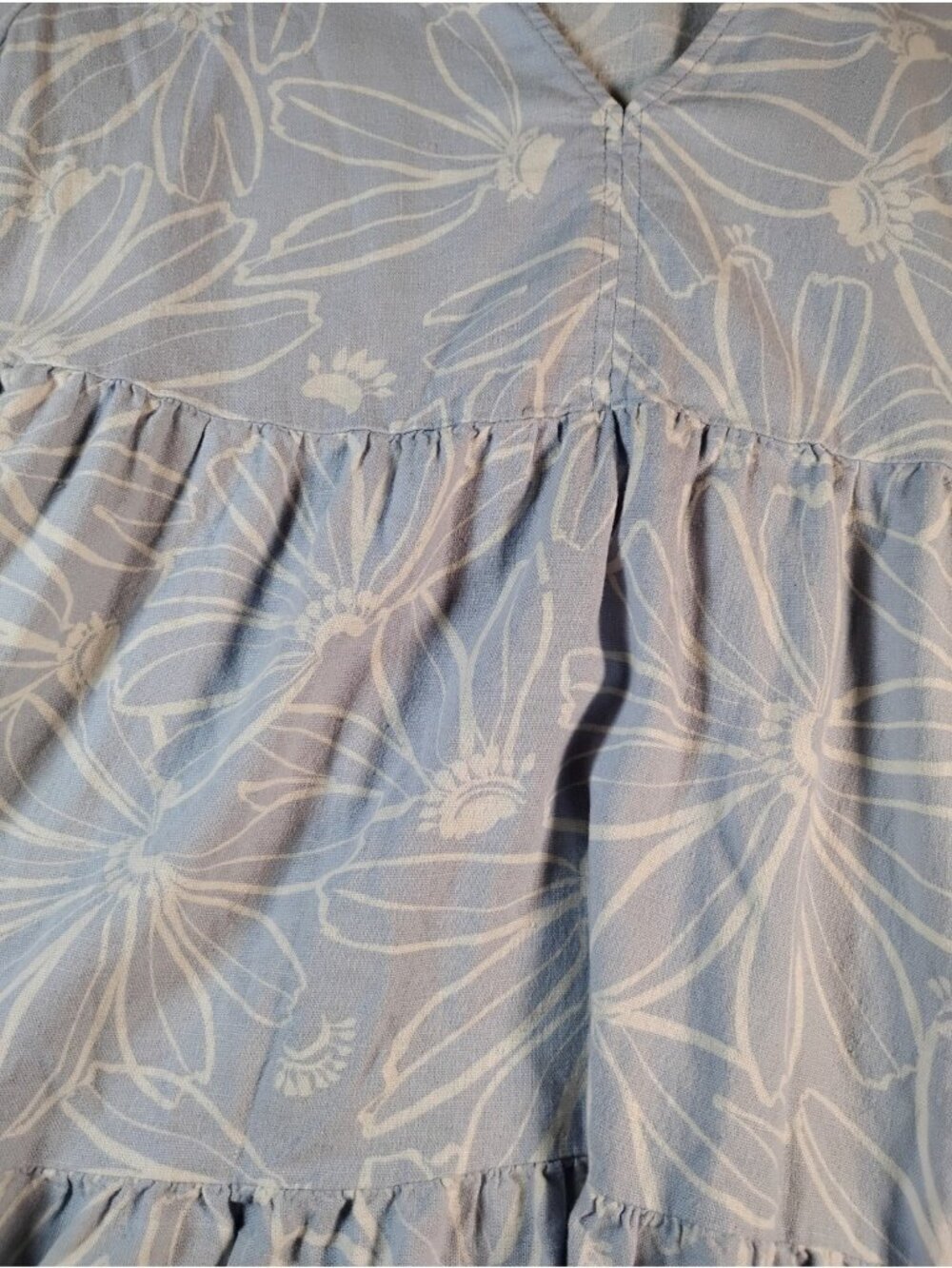 Universal Thread Linen Blend Dress Ruffle Hem Pullover Pockets Size M Blue - Picture 2 of 8